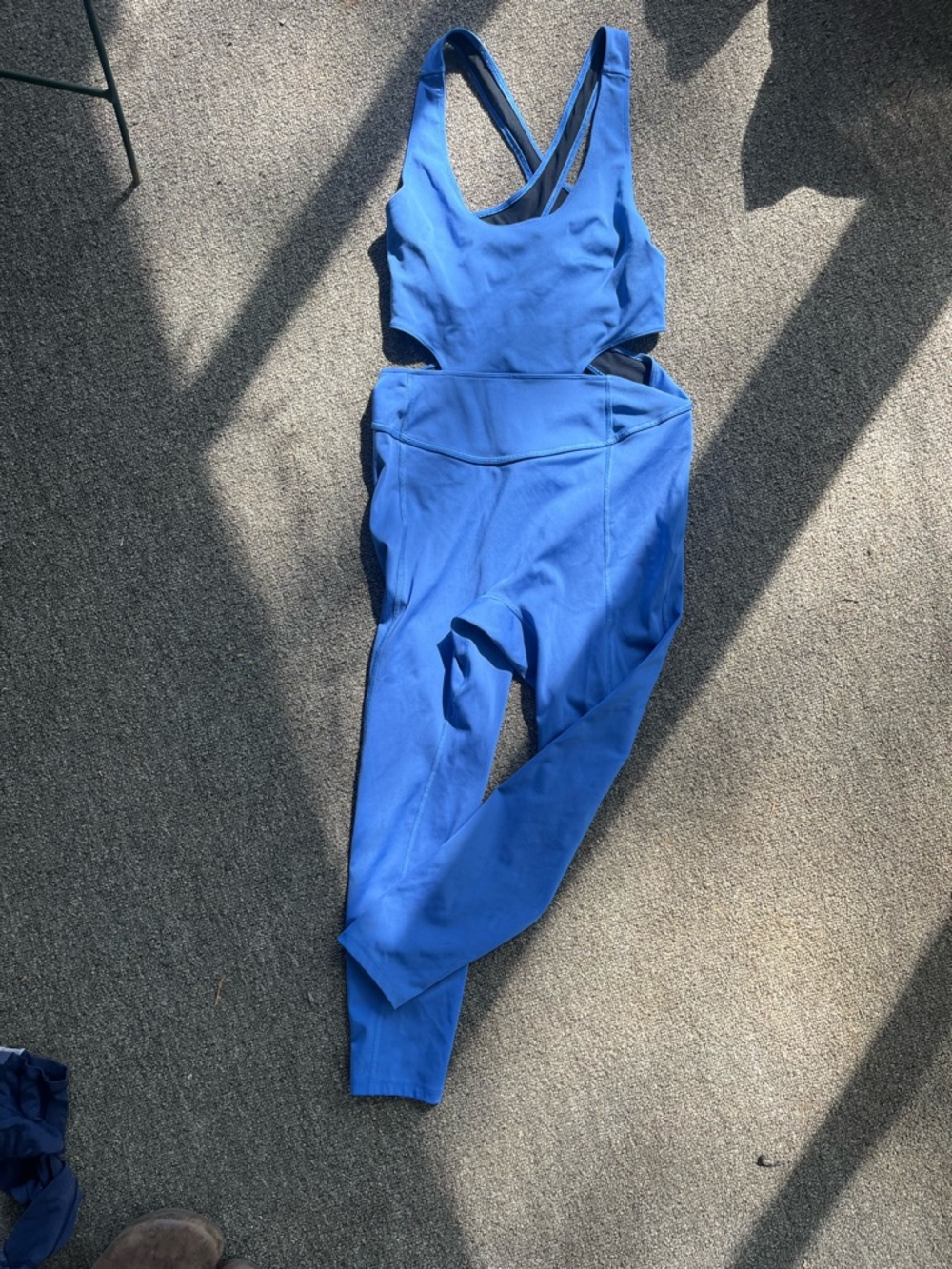 FP Movement by Free People Blue Cutout-Back Athletic Jumpsuit
